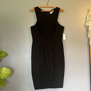 Adrianna Papell Black Halter Sheath Midi Dress